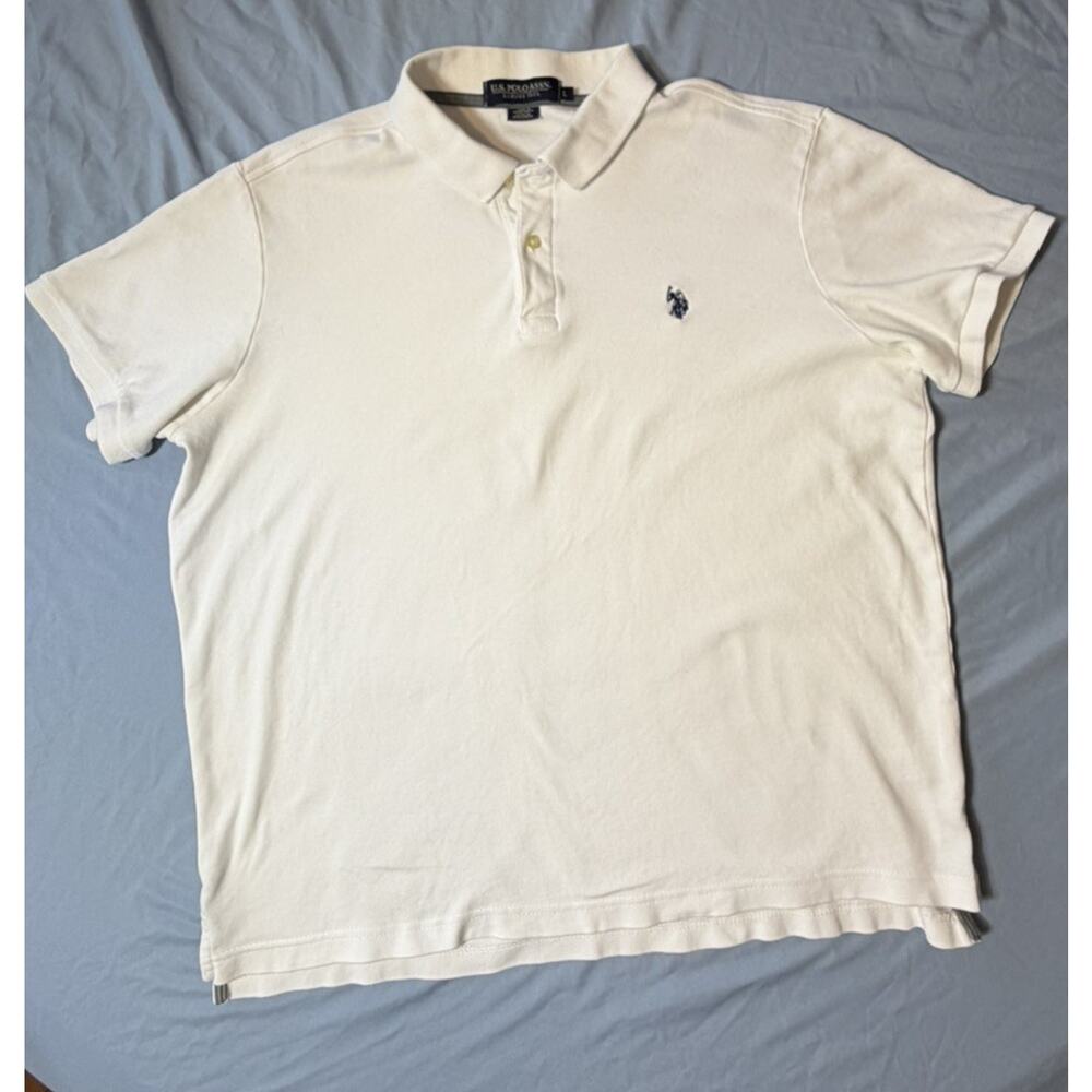 US Polo Assn Men's White Luxury Feel Shirt Size L Embroidered Logo
